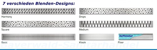 Duschrinne Bodenablauf Edelstahl Ablaufrinne Badablauf flach 75cm , Modell: Klassik-Wandmontage - 6