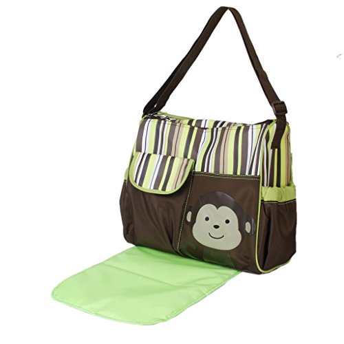 Preisvergleich Produktbild Multifunktions Baby Windel Wickeltasche Handtasche Affe Mama Muster Grün Stripes