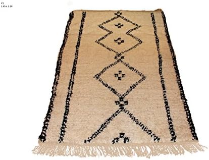 Moroccanity Beni Ourain 100% Wool Woollen Handira Berber Rug Carpet with Diamond Shapes - 1.65 x 1.10 meters