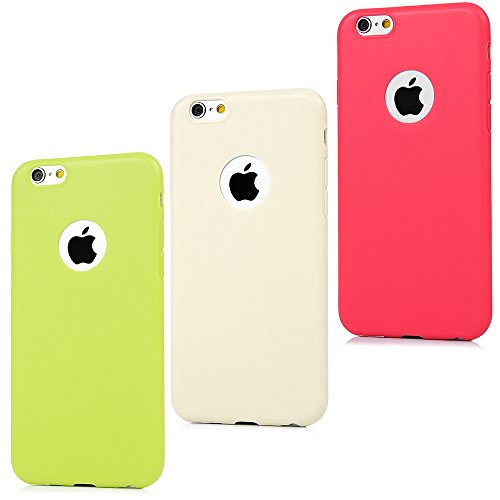 Badalink Case für iPhone 6 Plus/iPhone 6S Plus (5,5 Zoll) TPU Case Handycase Schutzhülle Handytasche Matt mit Logo-Loch Hellgelb+Grüngelb+Rot