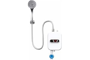 FETCOI Mini scaldabagno elettrico, 3500 W, piccolo scaldabagno tipo sospeso, scaldabagno istantaneo+soffione doccia