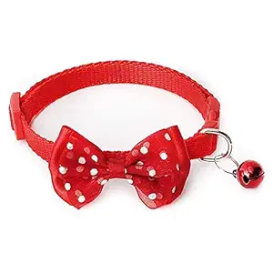 PSK PET MART Dog Collar with Bell-Bow Tie Cute Safety Collars for Puppies and Small Dogs (Color Red)