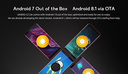 UMIDIGI S2 Lite - 6 Zoll Smartphone Ohne Vertrag Dual Sim, 4G Smartphone Ohne Vertrag Android 7 (Gesichtserkennung, 5100mAh, Octa Core, 4 GB RAM + 32GB ROM, 16.0MP + 5.0MP Dual-Kameras, USB Type-C, Vollmetall-Unibody) - Rot