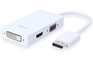 BOLWINS B59S Adaptateur 3 en 1 DisplayPort vers VGA HDMI DVI vers HDMI DVI VGA Adaptateur multiport 3 en 1 pour ordinateur portable, ordinateur, top box, TV