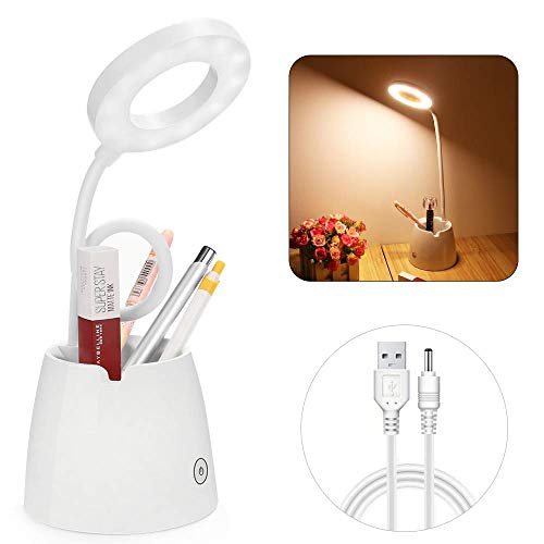 Leselampe,KIPIDA Leselicht USB Wiederaufladbare Schreibtischlampe mit Stifthalter Touchbedienung 3 Helligkeit Flexibel Dimmbar Leselampe kinder für Lesen, Studieren, Arbeit [Energieklasse A+]