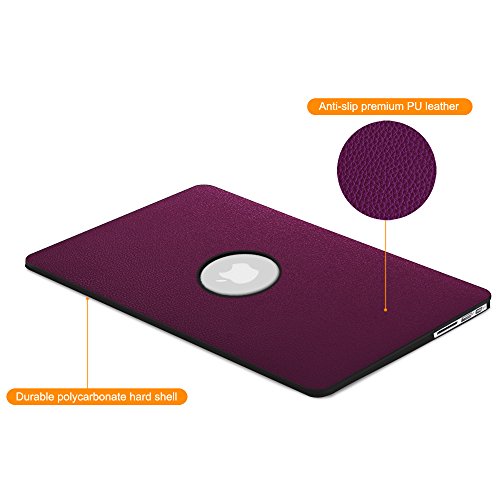 Fintie MacBook Air 13 Hülle Case – Ultra Slim Hochwertige Kunstleder Coated Hard Shell Schutzhülle Tasche für Apple MacBook Air 13.3″ (A1466 / A1369) , Lila - 3