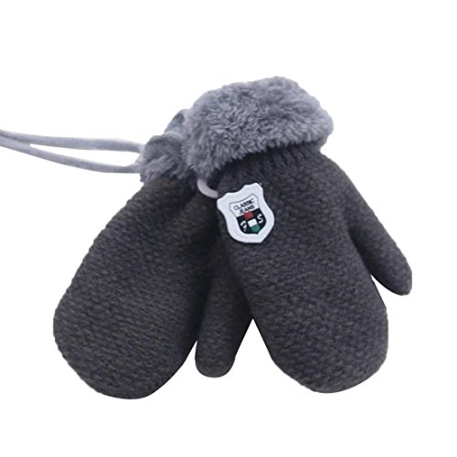 Preisvergleich Produktbild Kaschmir Handschuh Btruely Baby Junge Niedlich Mädchen Behalten Warm Gestrickt Handschuh Fingerhandschuhe Warm Fäustling (Eine Größe, Dunkel Grau)