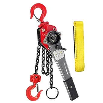 Partsam 1100LBS Capacity Lever Hoist Come Along 1/2 TON 5FT Lift 2 Heavy Duty Hooks &1Pcs Premium Towing Strap