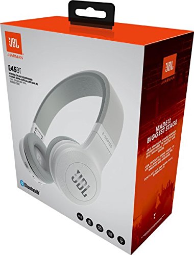 JBL E45BT On-Ear Ohraufliegender Bluetooth KopfhÃ¶rer Faltbar Inkl. Abnehmbares Verwicklungsfreies Textilkabel mit Universeller 1-Tasten-Fernbedienung mit Integriertem Mikrofon - WeiÃŸ