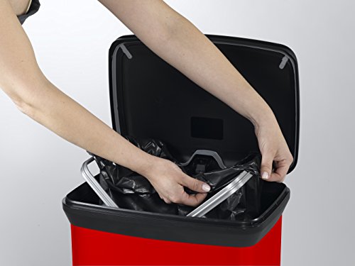 Curver 02162-931-00 Abfallbehälter Deco B Metallics mit Pedal, 50 L, rot / schwarz - 4