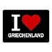 Produktbild Multifanshop Mousepad Classic I Love Griechenland schwarz - Lustig Witzig Sprüche Party Computer Mauspad