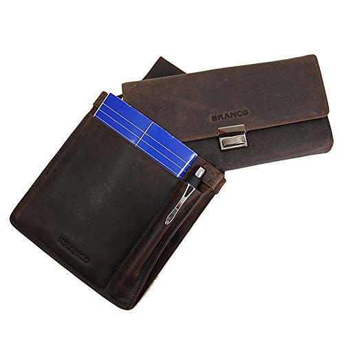 Preisvergleich Produktbild Branco Kellnerset Leder Kellnerbörse + Kellnerholster Kellnergeldbörse + Kellnertasche GoBago (Dunkelbraun)