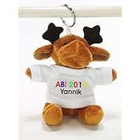 Abigeschenke 2018 - Plüschschlüsselanhänger Elch mit Wunschnamen