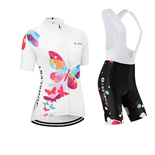 jngles (Option:Bretelle,3D 2.8cm Coussin) Mode Maillots de Cyclisme Manches Courtes Ensemble Pantalon ou Bretelle Femme Sports de Plein air Respirant séchage r