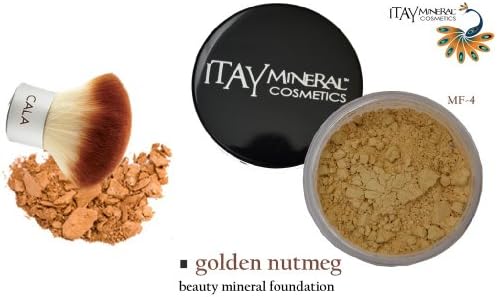 Itay Mineral Foundation Loose Powder 9gr MF4 - GOLDEN NUTMEG + Cala Kabuki Bamboo Brush + Aviva Pink Eco Nail file 7.0"