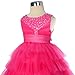 Dressy Daisy Baby Girls' Beaded Satin Tulle Tiered Wedding flower Girl Bridesmaid Dresses Party Dress Size 9-12 Months Hot Pink