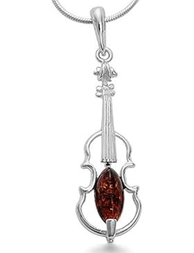 Musikinstrument Bernstein Geige Violine Viola Bratsche Geiger Anhänger 925 Silber Schmuck Kettenanhänger #1646