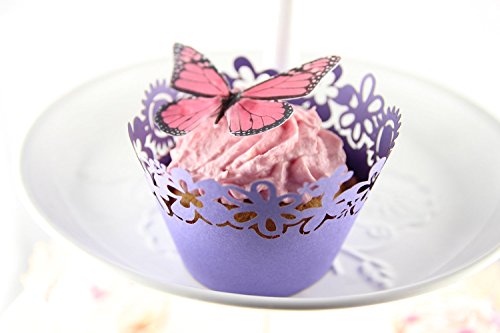 Elfenstall Cupcake / Muffin Papierförmchen – Zierumrandung – Dekorand “ Herzen Herzmuster Liebe Love “ 12 Stück für Geburtstage Hochzeiten Kommunion Konfirmationen Ostern Partys oder Feste (creme / ivory) - 7