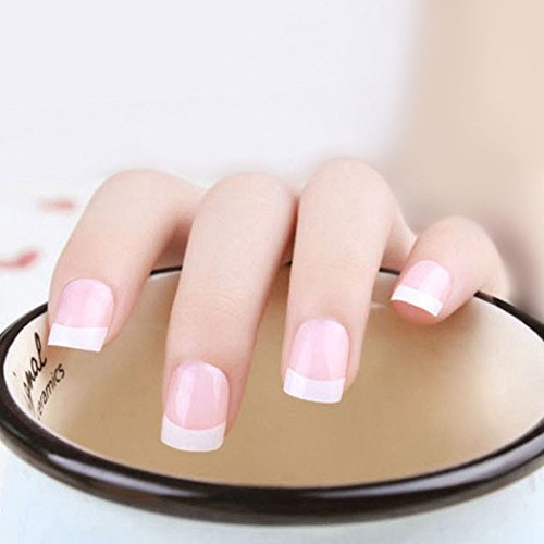 Jovono - Unghie finte con punte french naturali, opache, colore Medium Pink