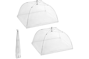 HEMORE Set of 2 Large Pop-Up Mesh Screen Food Cover Tents - Keep Out Flies, Bugs, Mosquitos - Reusable - Colours May Vary