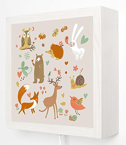 Preisvergleich Produktbild Kama-Design Kinder Wandlampe LED Box Traumwelten (Waldfreunde weiß)