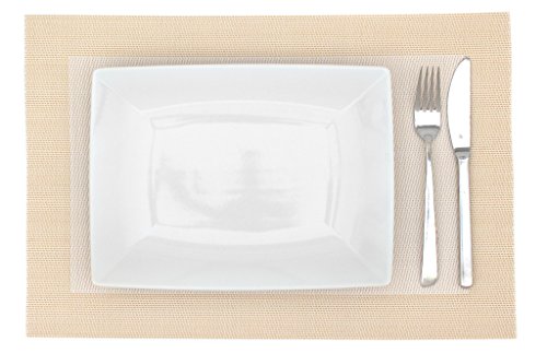 Elegante und moderne Platzsets „Festiva“ im 4er-Set aus gewebtem Kunststoff 45×30 cm, abwaschbare Tischmatten (creme beige-weiss) - 3