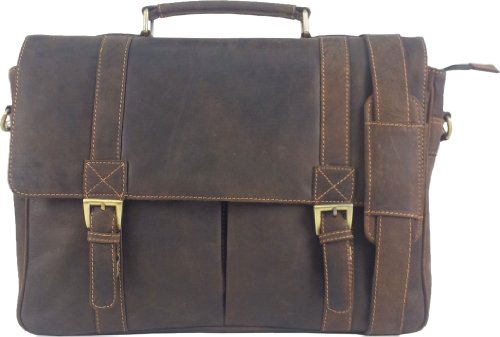 UNICORN Echt Leder 16.4″ laptop Tasche Messenger Aktentasche Braun bag #2J - 2