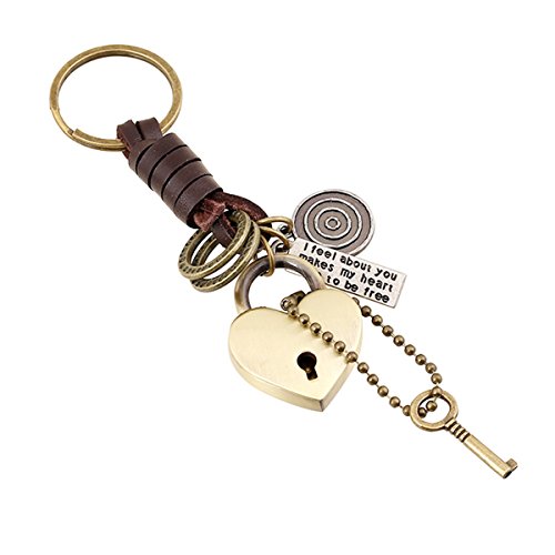 Preisvergleich Produktbild Schlüsselring von Fablcrew Schlüsselanhänger für Männer Usb Stick Schlüsselanhänger Rucksack Anhänger Vintage Stil Braun Legierung Leder Liebesmuster 1 Stück