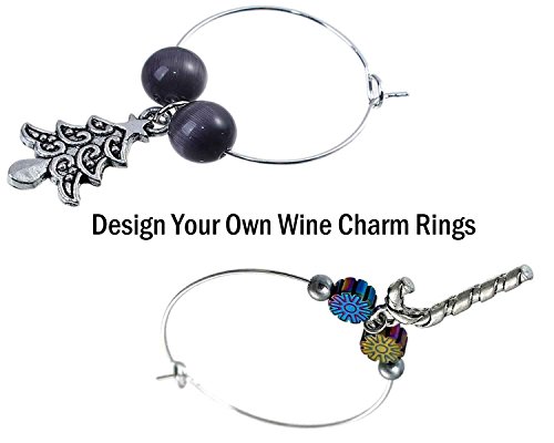 Fyore Versilberte Legierung Wein Glas Charme Ringe für Namensschild Bar Craft 29 x 25 mm 100 Stück 29 x 25mm Silber - 6