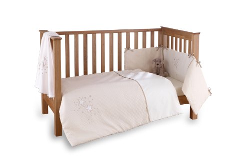 Clair de Lune Stardust Cot/ Cot Bed Quilt/ Bumper and Sheet Set (3 Pieces, Cream)
