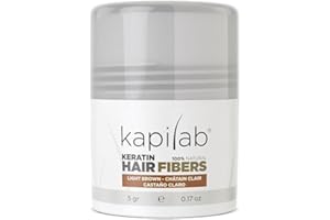 Kapilab Fibras Capilares - Disimula la falta de Cabello al Instante – Microfibras en Polvo de Queratina para Hombres y Mujeres - Tapa la Calvicie de forma Natural - 5gr - Castaño Claro
