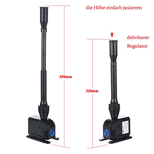 HJ-603 Eco- Energiespar 8W 600L/H Filterpumpe Teichpumpe Bachlaufpumpe Springbrunnenpumpe - 5