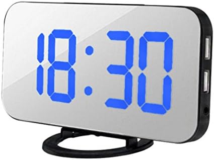 Diadia LED Digital Alarm Clock, LED display, Alarm Clock,Outlet Powered And Battery, Dimmer With USB Port For Phone Charger Touch-Activited Snooze (Blue)