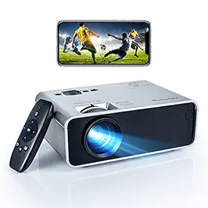 Video Projector, 1080P HD Projector, Portable Movie Video Projector, 50,000Hrs LED Lamp Life, Built in HI-FI Speakers Compatible with HDMI, VGA, TF, AV and USB