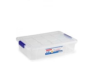 Acan Tradineur - Caja de plástico transparente de 9 x 37 x 26 cm, con capacidad de 5 litros, Contenedor de plástico para almacenamiento con tapa válida para interior e exterior.