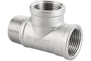 GatherTOOL 1PC mâle/Femelle/mâle fileté 3 Voies té raccord de Tuyau en T 1/4 "3/8" 1/2 "3/4" 1 "2" BSP fileté SS304 Multifonction en Acier Inoxydable (Color : 9, Size : 1/4")