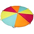 SUPNFOX 6ft, 10ft, 20ft Play Parachute Kids Rainbow Parachute Toy, Parachute for Kids with Handles, Outdoor Indoor Play Equipmen Lawn Games Picnic Blanket Mat