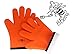 Produktbild 2er Set BBeeQ® Ofenhandschuhe Silikon und Baumwolle - hitzebeständig bis 300°C - zum Grillen, Kochen, Backen - Topfhandschuhe, Grillhandschuhe - Orange