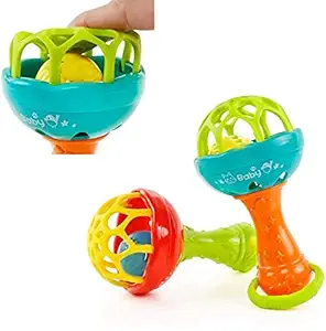 KASBA Soft Shake Bell Rattle Toys for Infants Teether New Born Baby Products, Sensory Toys, Made in Kids Friendly Recycle Non-Toxic Material