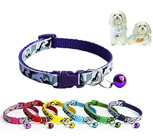 PSK PET MART Cat Collars Set of 2 with Bell,Kitten and Small Dogs Soft Adjustable Collar Safe,Solid and Protection Breakaway for Cats and Puppies,Cute Kitty Neckband with Paw Print- (Random Colors)