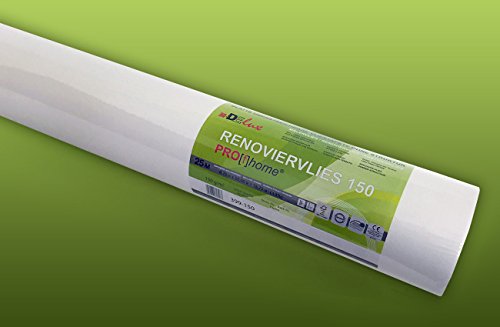 Profhome Renoviervlies 150 g Malervlies Anstrich-Vlies glatte überstreichbare Vliestapete weiß | 18,75 qm 25 Meter Rolle - 2