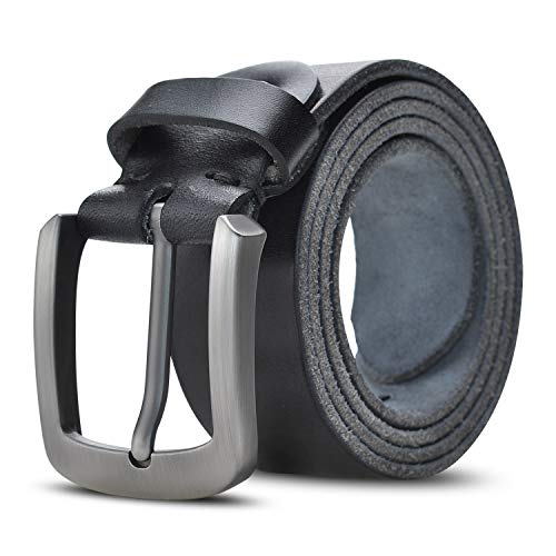 Lychee Cintura Uomo in Vera pelle,100% italiana Cintura,Fibbia in Metallo Classico Cinghia Cuoio Elegante per Casuale, Lavoro/marrone, Khaki (Nero, Girovita 41''-44'' =Lunghezza 130cm)