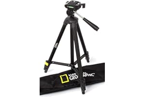 NATIONAL GEOGRAPHIC Phototripod Kit Small, with Carrying Bag, 3-Way Head, Quick Release, 4-Section Legs Lever Locks, Mid-Level Spreader, Load up 1kg, Aluminium, for Canon, Nikon, Sony, NGHPMIDI