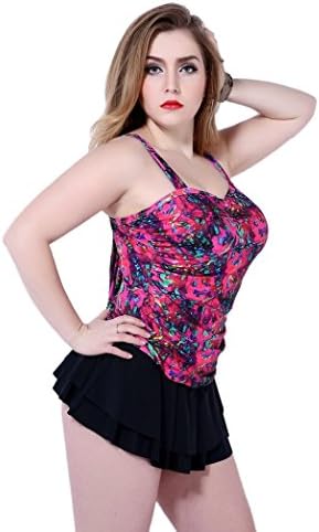 iRachel Women Plus Size Cover Up Swimdress Floral One Piece Swimsuit Beachwear