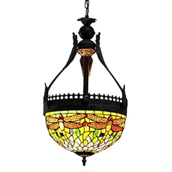 makenier Vintage Tiffany-Stil gebeizt Glas rot Libelle seitenverkehrt