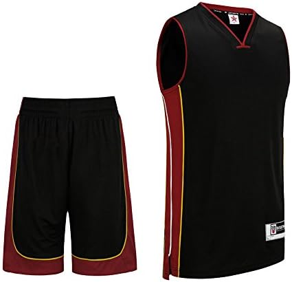 Basketball Jerseys Set, Sanheng Mens Basketball Sleeveless Shirts and Shorts Quick Drying Sports Running Clothing Suit with EU Big Sizes, Black