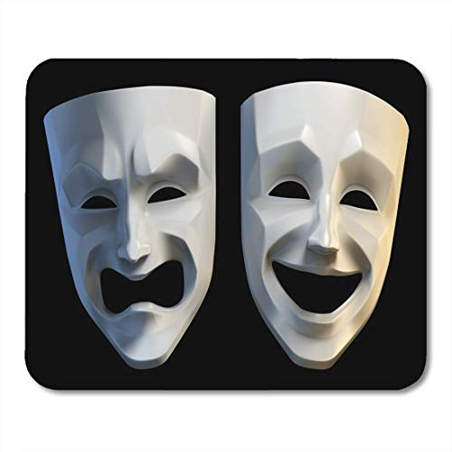 Preisvergleich Produktbild Mauspads Theaterdrama Tragikomische Theatermasken Tragödie und Komödie Grotesk 3D gerendert Black Face Comedian Mauspad für Notebooks, Desktop-Computer Matten Büromaterial