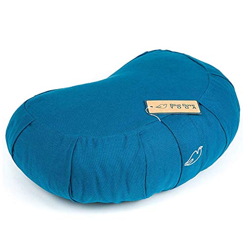 Blue Dove Yoga - Cojín de meditación con certificado GOTS de algodón orgánico, hombre mujer Unisex, azul oscuro