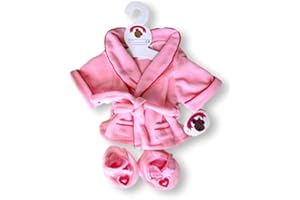 Teddy Bear clothes Pink FLEECE Robe with Slippers fit Build a Bear Factory Teddies