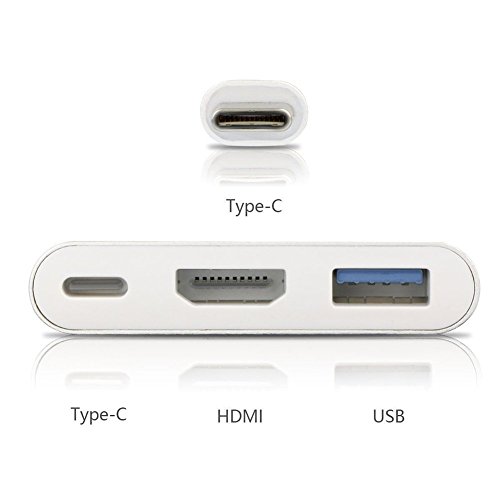 Mondpalast @ USB 3.1 Typ C 3in1 Adapter Hub USB-C auf HDMI / USB 3.0 / Typ-C weiblich Ladegerät Konverter Kabel für USB C Type C Geräte neuen MacBook Google Chromebook Pixel Nokia N1 Tablet HDTV Monitor Projektor usw - 3
